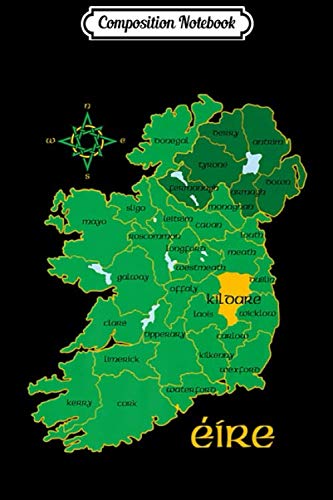 Composition Notebook: Irish Map County Kildare Europe Ireland Vacation Journal/Notebook Blank Lined Ruled 6x9 100 Pages