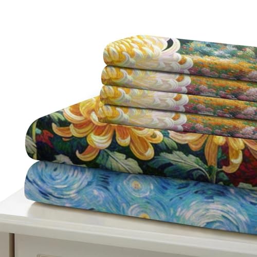Housse de couette chrysanthème 3D microfibre douce lit King parure de lit zippée - 6