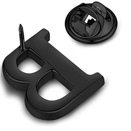 Image of HONEY BEAR Initial Alphabet Letter Lapel Pins Collar Badge Brooches for Mens /Womens Shirt Dress Decoration Black