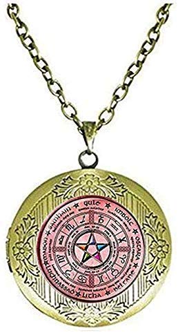 Wiccan Pentagram Locket Necklace Pentagram Jewelry Wicca Jewelry Wicca Pagan Religion Wheel Celtic Wheel Zodiac Elemental Pentacle Gift