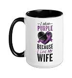Alzheimer's Dementia Awareness Support Wife I Wear Purple Ceramic Mug, Black/White, 15oz