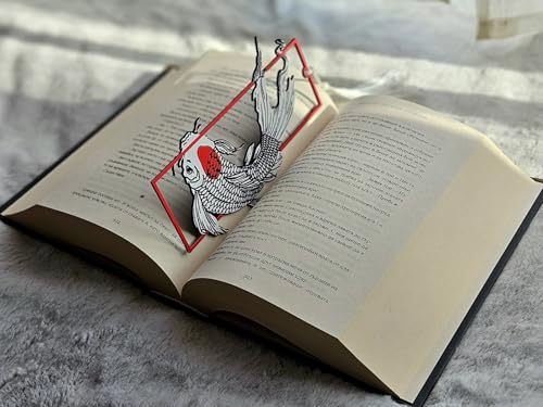 Image of 3D Koi Fish Bookmark | Japanese Inspired Art Bookmark | Bioplastic, Eco-Friendly | White & Red Koi with Tassel | Gift for Book Lovers & Readers | Unique 3D Effect