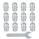 12pcs Grease Zerk Fittings, 1/4in-28 SAE Straight Thread Grease Nipples Zerk Tool with Wrench for Metric Automotive Machinery Gun and Industrial Equipment Extension ﻿