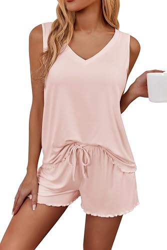 Ekouaer Womens Pajamas Set Soft Comfy Sleeveless...