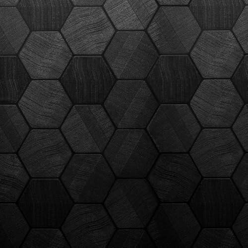 Adwann Self Adhesive Black Peel and Stick Wallpaper 3D Hexagon Geometric Embossed Contact Paper Removable Easy Peel Off Wallpaper Textured Wall Paper for Cabinet Bedroom, 15.7" X 784" by Adwann - Used condition - US$62.36