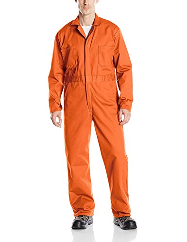 Red Kap mens Snap Front Cotton Coverall, Oversized Fit, Long Sleeve overalls and coveralls workwear apparel, Orange, 46 Tall US