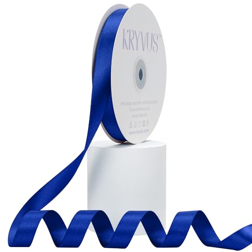 Kryvus Royal Blue Satin Ribbon, Double Faced 5/8 Inch X 50 Yards Royal Blue Ribbon, Premium Satin Ribbon for Gift Wrapping, Crafts, Hair Bow Making, Sewing, Flower Bouquet, Wedding Party Decor