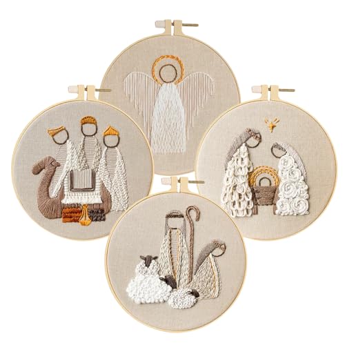 Kit point de croix broderie adultes Huacan 3 pièces motif religieux 20x20 cm
