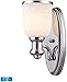 ELK 66150-1-LED, Brooksdale Glass Wall Sconce Lighting, 1 Light LED, Polished Chrome