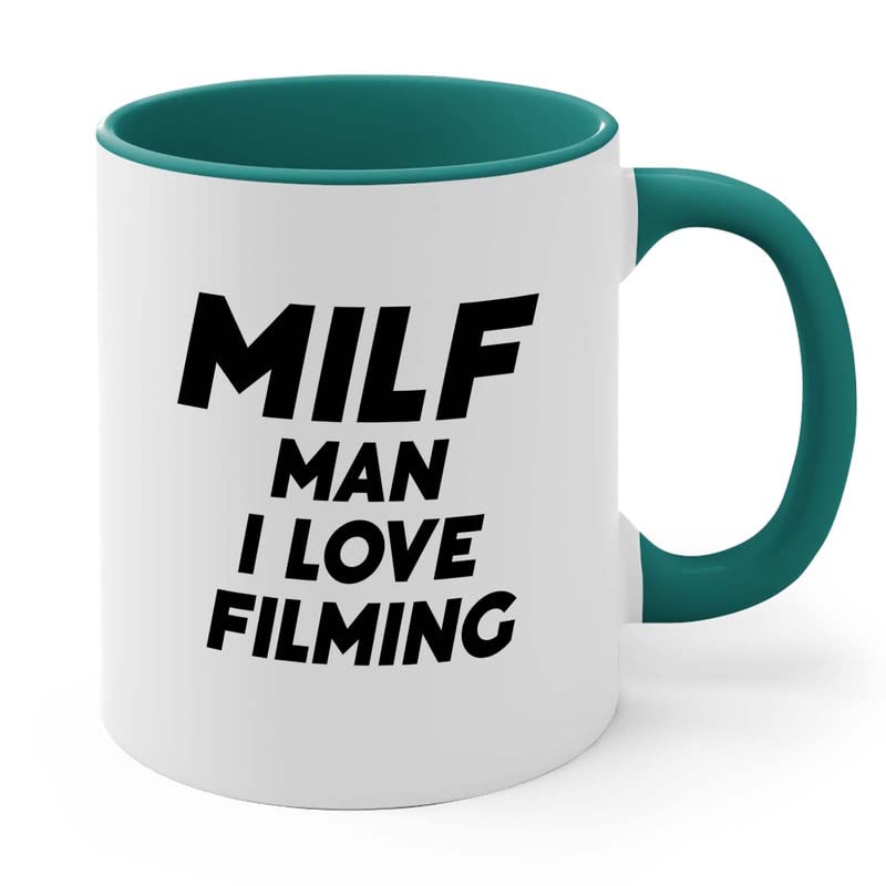 Funny Acronym 2Tone Green Mug 11oz - Man I Love Filming - Filmmaker Gifts Camera Lens Cut Prop Director Movie Film Scriptwriter…