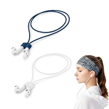Ultra Strong Magnetic Airpod Pro Strap Anti Lost Cord Sports Lanyard,Compatible with Airpods 4 3 2 1(Dark Blue White)