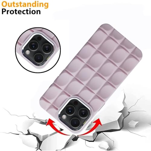 Image of Amazon Brand-Solimo Back Cover for Apple iPhone 15 Pro | Cute 3D Laid Plaid Design | Electroplated Chrome Ring | Full Camera Protection | Raised Edges | Soft Silicone TPU Case for Women Girls (Pink)