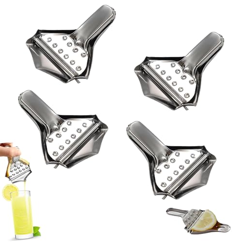 Lot de 4 Inox Presse Citron Manuel Presse Tranche Citron Manuel Lemon Squeezer Presse Agrumes à Levier Manuels de Cuisine pour PastèQue Citron PêChe