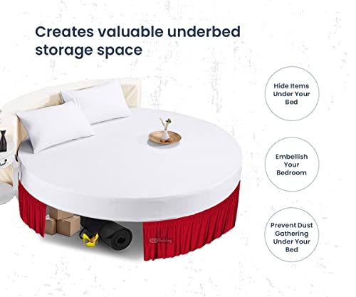 Sgi 12 Inch Drop Length 76" Diameter Size Blood Red Solid Round Bed Skirt Wrap Around Pattern Easy Fit Easy Care Fade & Wrinkle Resistant-Cotton Microfiber Made #TOP2