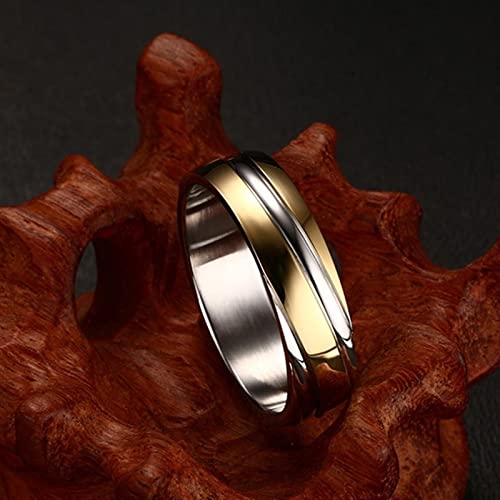 Custom Ring For Women, 6Mm Band Ring Wedding Two Tone Silver Gold Stainless Steel Promise Ring Engagement Size 11 #TOP1