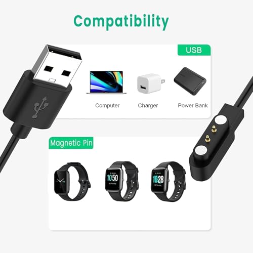 Image of CERLINK USB Magnetic Charging Cable for Noise ColorFit Pro 4 / Pro 4 Alpha /Pro 4 Max /Pulse 2 Max /ColorFit Pulse /Pulse Grand /Pulse 3 / ColorFit Ultra /Ultra 3 / Pulse Go Buzz
