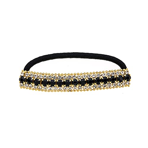 FXQHAN Fashion Bling Crystal Rhinestone Hair Ties Hair Bands Hair Ropes Hair Elastics Hair Circles Scrunchies Hair Accessories Headband for Women Girls (Black)