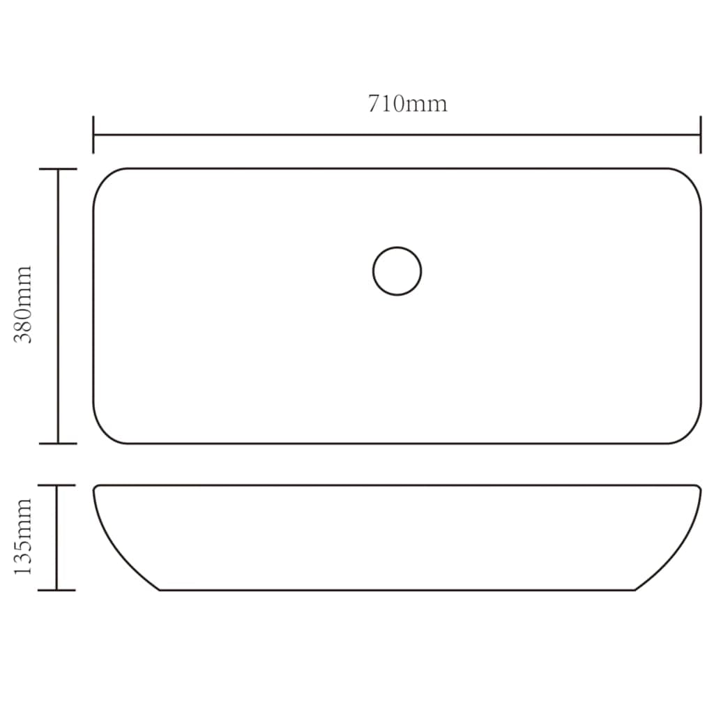 vidaXL Lavabo de Baño Lujoso Rectangular de Cerámica Blanco Lavamanos de Aseo