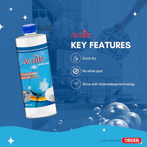 Image of Dishwasher Rinse Aid Liquid 500ml | Brilliant Shine Formula | Quick Drying & Spot-Free Finish | Built for Indian Water Conditions | Suitable for All Automatic Dishwashers