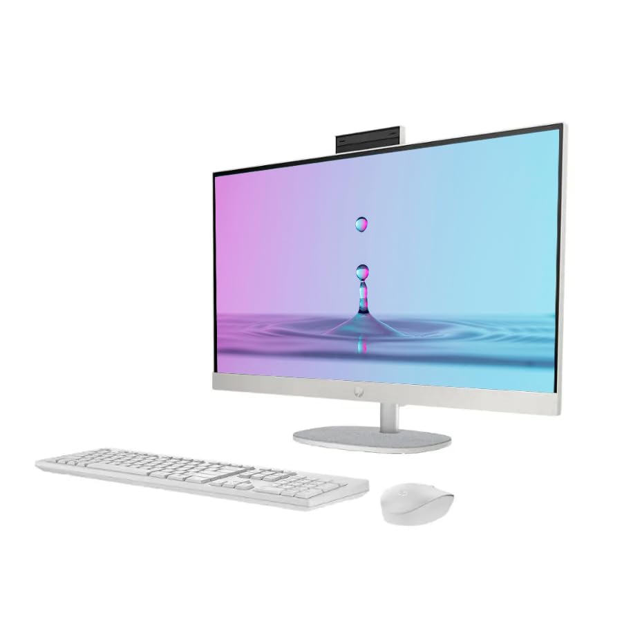 Image of Customized Desktop Computer, Created Using HP 27 inch FHD Touchscreen All-in-One Desktop PC, Intel 12-Core Ultra 7 Processor, 8GB /16GB /32GB /64GB RAM, 256GB /512GB /1TB /2TB SSD, Keyboard & Mouse, White