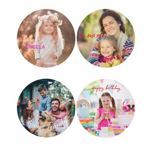 Set di sottobicchieri in pelle personalizzabili, sottobicchieri per bevande con immagine del logo con foto personalizzata, sottobicchiere per tavolino, cucina, ufficio, bar (4pc, forma circolare)