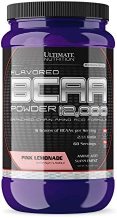 Ultimate NutritionFlavored BCAA Powder 12000, Post Workout Recovery Drink, Amino Acid with Leucine, Valine and Isoleucine-Pink Lemonade, 60 Servings