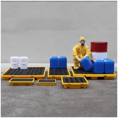 Pallet Spill Containment Platform Stackable Polyethylene Oil Drum with Drain Detachable Modular Grating Tray Industrial,Modular Spill Containment Platform for Industrial Oil Drums & Lab Use