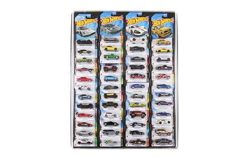 Mascar Displays Pro Black Wall Mounted Die Cast Display Case for 1/64 Scale Cars Lightweight Holds 48-50 Sealed Hot Wheels or Matchbox Cars Storage Organizer Shelf w/ Protective dust Cover