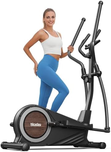 Niceday Elliptical Exercise Machine, Elliptical Machine for Home, Magnetic Elliptical Trainer with 15.5IN Stride, 16 Resistance Levels, 400LBS Loading Capacity Brown