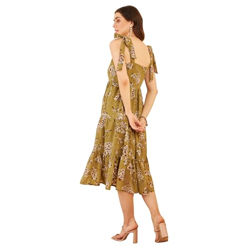 Image of Carlton London Women's Chiffon Fit and Flare Midi Dress