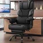 Vonesse Office Chair, Gaming Chair with Soft Adjustable Armrests, High Back Desk Chair with Lumbar Support, Executive Computer Chairs with Footrest (PU Leather, Black)
