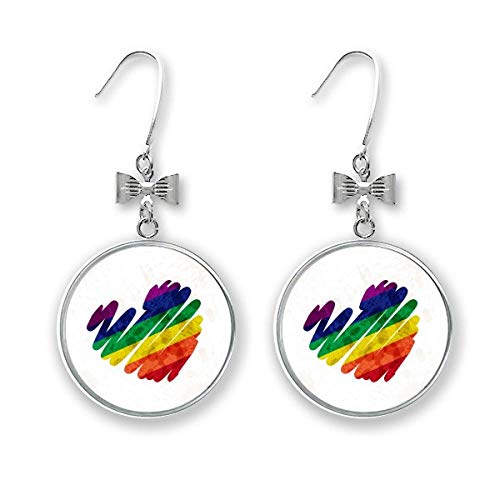 Boucles d'oreilles cœur arc-en-ciel LGBT puces avec fermoir crochet