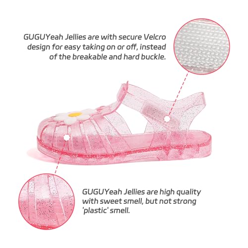 Image of GUGUYeah Jelly Sandals for Girls,Closed Toe Princess Costume Summer Dress Shoes Fisherman Gladiator Water Beach Flat Sandals for Toddler /Little Kid /Big Kid
