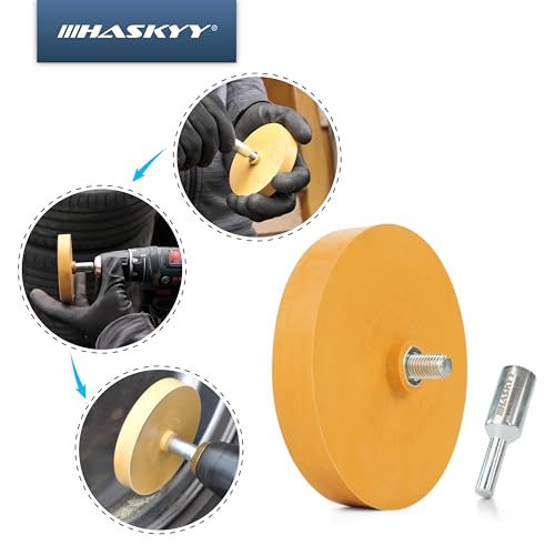 HASKYY Folienradierer Set mit Adapter inkl. Zitrusreiniger, Kunststoffschaber & Baumwoll-Handtuch - Professionelles Entfernen von Folien und Kleberesten an Fahrzeug, Auto, Motorrad oder Fenstern