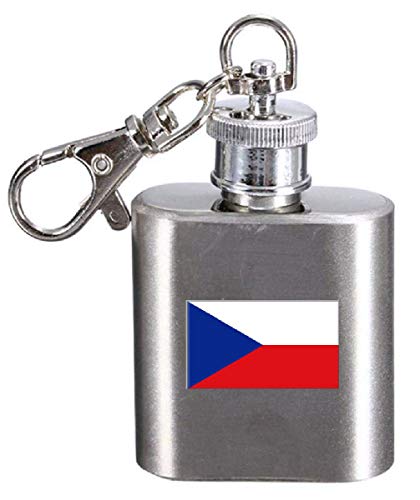 Flasque porte-clés gravé République tchèque, mini flacon poche acier inoxydable