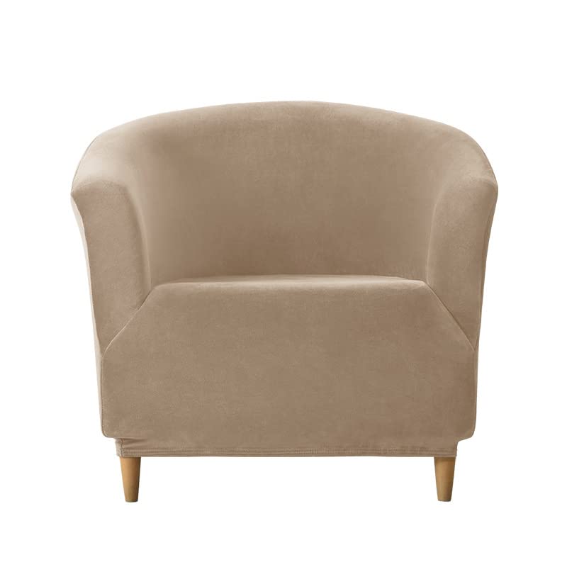 Funda de terciopelo para sillón de 1 plaza, funda para sillón, sillón de club, sillón convertible, sofá lavable, protector de silla de sala de estar (camello)