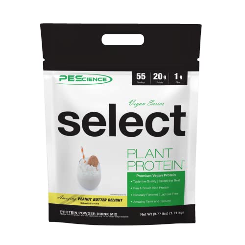Pescience Select Vegan Plant Based Protein Powder, Peanut Butter Delight, 55 Serving, Premium Pea And Brown Rice Blend #TOP5