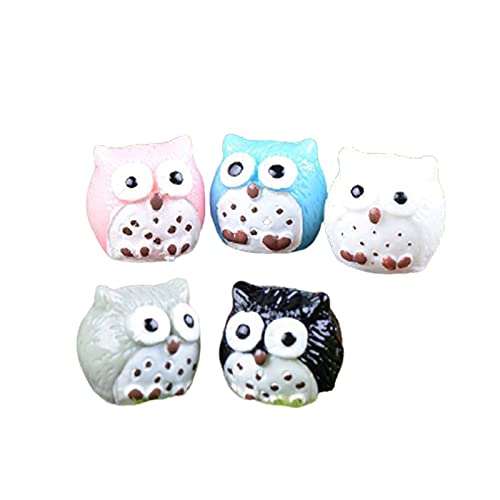 Lot de 5 mini statues de hibou, figurines d'oiseaux et de petits jouets, décoration pour la maison, la table, le bureau, le jardin, le paysage de bonsaï Cover