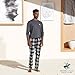 Beverly Hills Polo Club Mens Beverly Hills Polo Polar Fleece W/Thermal Top Pajama Set, Char Top With Blk/Wht Pants, Medium US