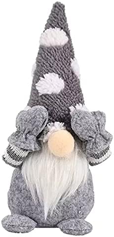 GiftShop Christmas Gnome Xmas Decorations Home Decor Grey Red Green Gonk Nordic Ornaments Gift Fluffy Gnomes (Grey)