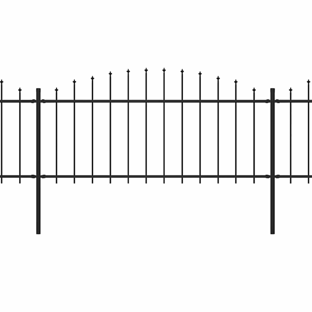 Garden Fence with Spear Steel 714. 5x75 cm Black - 6. 8m Total Length Heavy-Duty Security Boundary for Outdoor Property, Privacy Backyard Enclosure, and Commercial Perimeter Barrier - 4 and 5 Posts