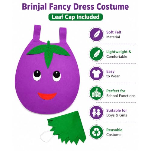 Image of Raj Costume Kids Mango Fruit Costume Apron with Cap for Boys & Girls | Cute Yellow Cutout Fancy Dress | Soft Felt Fabric | Role Play Outfit