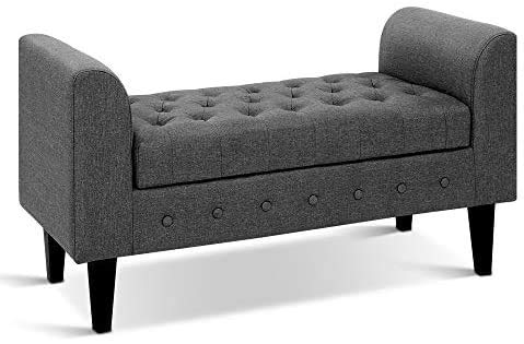 BLACK OAK Fabric Storage Ottoman Sofa Sette Couch (Grey)