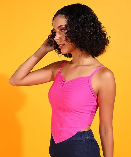Image of POPWINGS Women Casual Green Rib Hankie Crop Top Tops for Women | Stylish Tops for Women | Trendy Tops Women