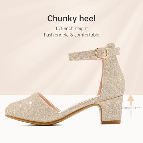 Image of LAURMOSA Girls Dress Shoes Closed Toe Pumps High Heels for Little Big Kid