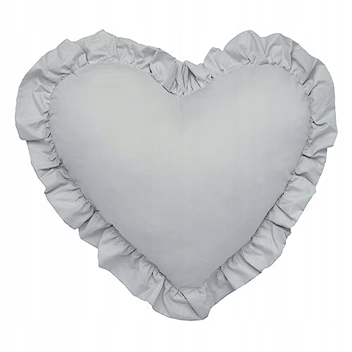 PIMKO Herzkissen mit Rüsche Volant Zierkissen, Rüschenkissen Kissen Dekokissen, Sofakissen mit Kissenbezug und Füllung 45 x 50 (Gris) PIMKO Herzkissen mit Rüsche Volant Zierkissen, Rüschenkissen Kissen Dekokissen, Sofakissen mit Kissenbezug und Füllung 45 x 50 (Gris)
