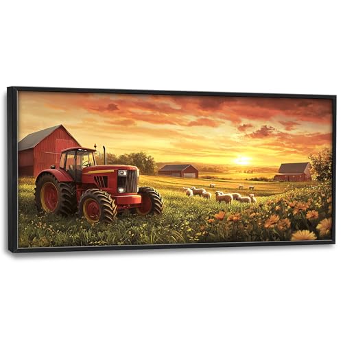 Farmhouse Sunset Large Wall Art Framed Wall Decor for Living