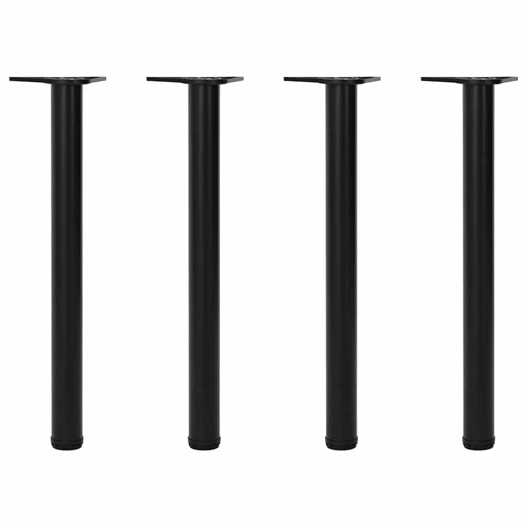 Zestaw 4 czarnych nóg stołowych o regulowanej wysokości 710 mm ze stabilnymi żelaznymi rurami, regulowanymi nóżkami śrubowymi do stołów, biur, powierzchni roboczych, trwałe akcesoria meblowe