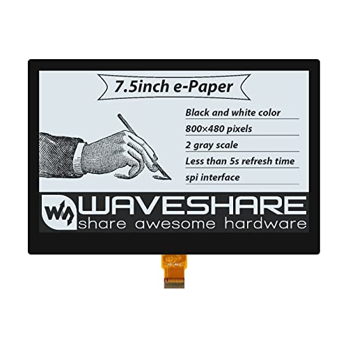 Waveshare 7.5�C���`�d�q�y�[�p�[�iG�jE-Ink�t�����~�l�[�g�f�B�X�v���C�A800×480�𑜓x�A��/���f���A���J���[���j�^�[�ASPI�C���^�[�t�F�[�X�APCB�Ȃ��ARaspberry/Jetson Nano/Nucleo / STM32���T�|�[