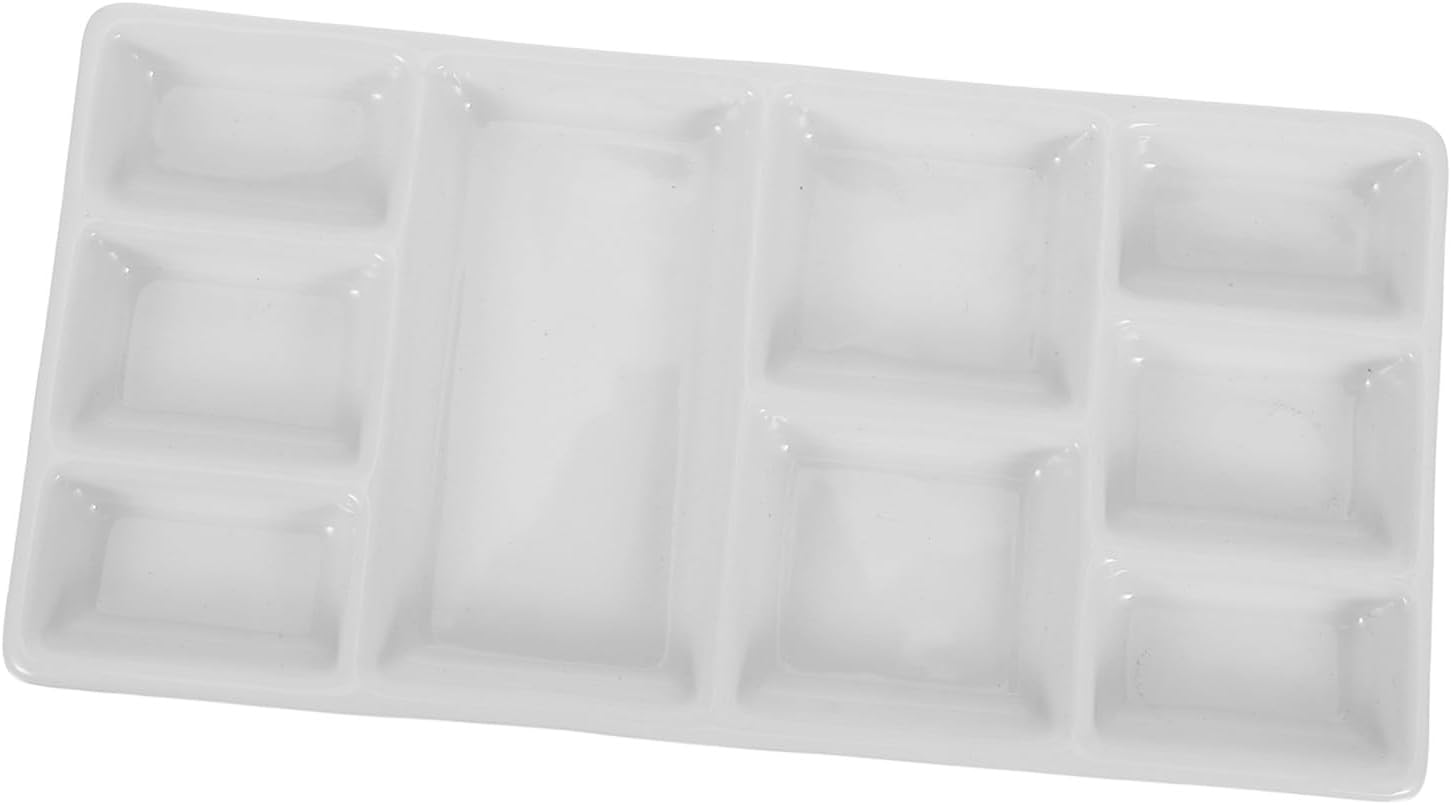 Uonlytech Color Mixing Plate Rectangular Ceramic Pigment Tray for Artists Durable Paint Pallet for Watercolors Acrylics and Oil Painting Present for Painting Enthusiasts